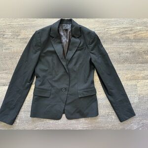 Ann Taylor‎ Blazer Jacket Long Sleeve Lined One Button Work Suit Black Sz 0